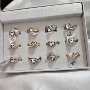 12pcs Lot Wholesales Silver and Gold Stainless Steel Women Girl Rings